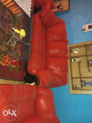 Red Leather Padded Living Room Set
