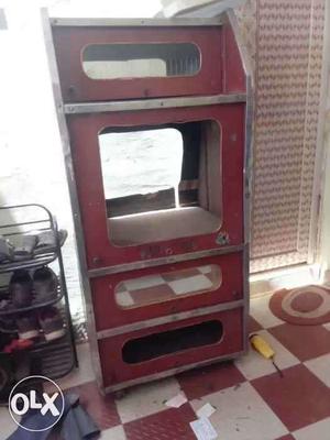 Red Wooden Television Hutch