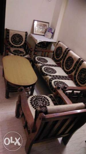 Teakwood sofa set with table for sale. decent