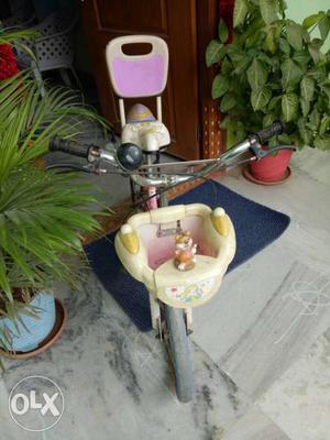 Toddler's Beige And Pink Push Bicycle