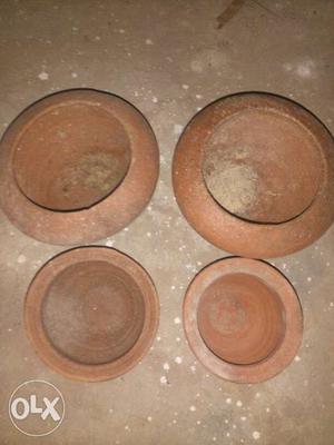 Two Brown Clay Jars