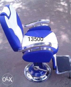 White And Blue Barber Chair