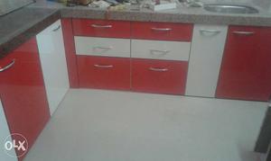 White And Red Kitchen Cabinet