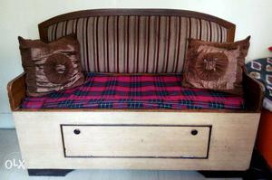 White Wooden Storage Couch