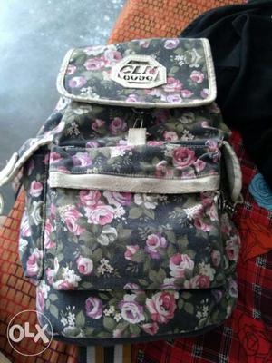 Black And Pink Floral Backpack