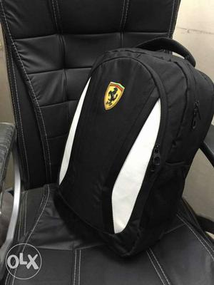 Black And White Ferrari Backpack
