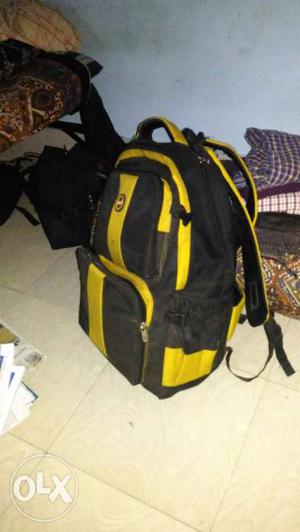 Black And Yellow Backpack Best quality bag for Men's