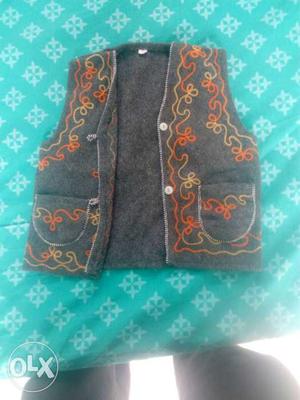 Embroidered Gray Vest