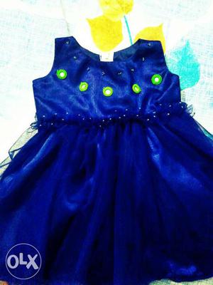 Girl's Blue Sleeveless Dress