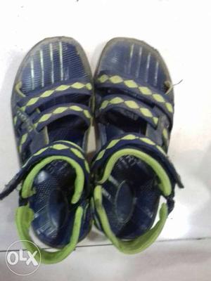 Pair Of Boy's Blue-and-green Sandals