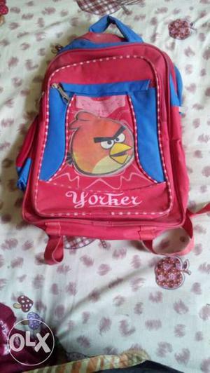 Red And Blue Red Angry Bird Backpack
