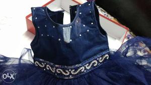 Size months dark blue beautiful party frock,used only