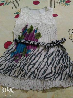 White And Black Zebra Print Sleeveless Dress
