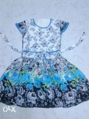 Women's Gray,blue And Green Floral Dress