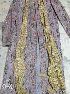 Blue And Beige Paisley Long Sleeved Robe