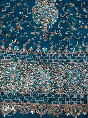 Blue And Brown Beaded Textile