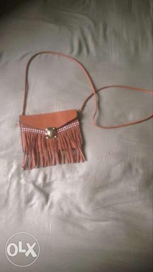 Brown Leather Fringe Crossbody Bag