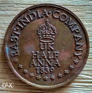 East India Company One Anna Year  Hanuman coin
