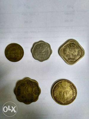 Five Indian Paise Coins negotiable
