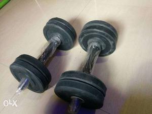 Pair Of Black-and-silver Dumbbells
