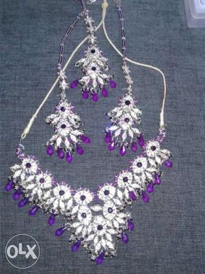 Perl and diamond necklace with maang tika n