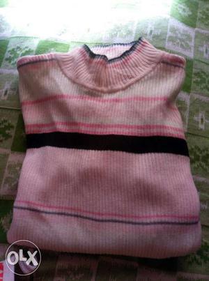 Pink, White And Black Sweater