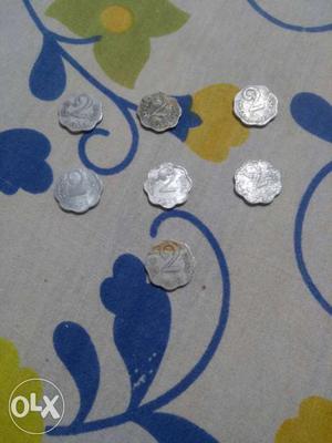 Seven 2 rupees coin from 
