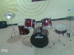 Silver And Red Drum Set