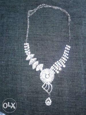 Silver Chain Diamond Embellished Necklace