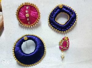 4 pairs of blue And Pink Thread Accessories
