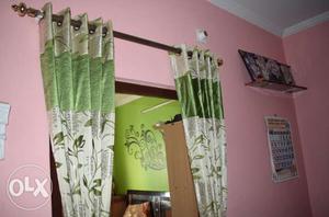 Green And Beige Curtains