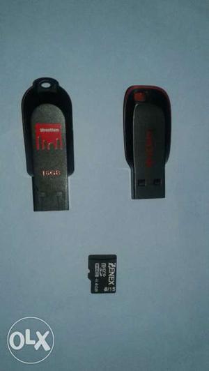 SanDisk 16 GB, Strontium 16Gb, and one memory