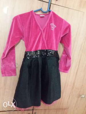 Beautiful pink and black frock for girls aged 9