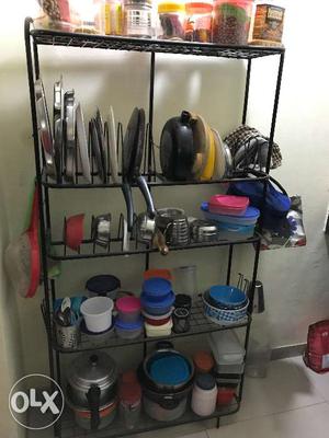 Black metal kitchen stand.