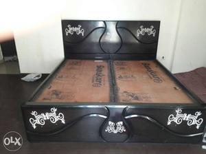 Brown Black And White Wooden Bed Frame