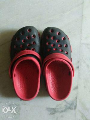Children's Black And Red Rubber Clogs