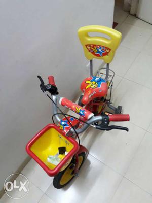 Children's Red, Gray, And Yellow Training Bicycle