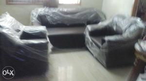 New Black Leather Living Room Set