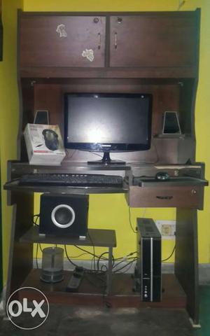 PC + Wooden PC Table Core2Duo, 2GB Ram, 320GB