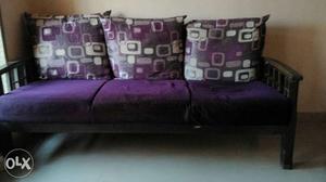 Purple Fabric 3-seater Sofa
