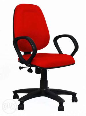 Red Fabric Office Rolling Chair