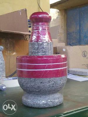 Red-and-gray Mortar And Pestle