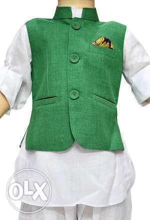 Stylish cotton kirta pajama with green and