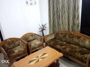 Teak wood 5 seater sofa set without centre table