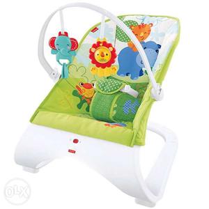 White And Green Fisher-price Animal Themed Bouncer