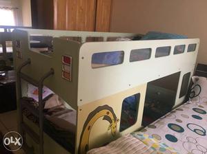 White Double Decker Bus Themed Bed