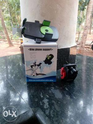 Black And Green Bike Phone Support With Box