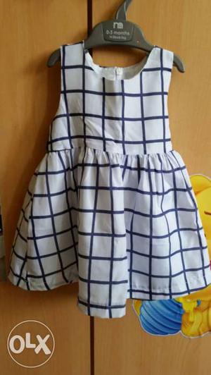 Blue and White checks dress for 1 year or older