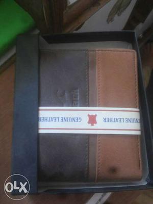 Brown And Black Bifold Leather Wallet