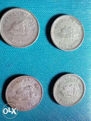 Four George VI King Emperor Coins